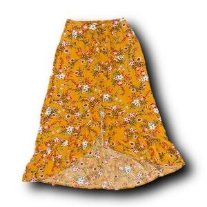 Sofi Angel Boho Hi-Lo Floral Midi Skirt CottageCore Gardencore Fall Color Vibes
